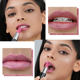 Glitter Lipstick, Metallic Shiny Glossy, Shimmer Lipstick, Silky Velvet, Long-Lasting Moisturising, Vegan Lip Gloss for Women and Girls Make-Up (01+11)