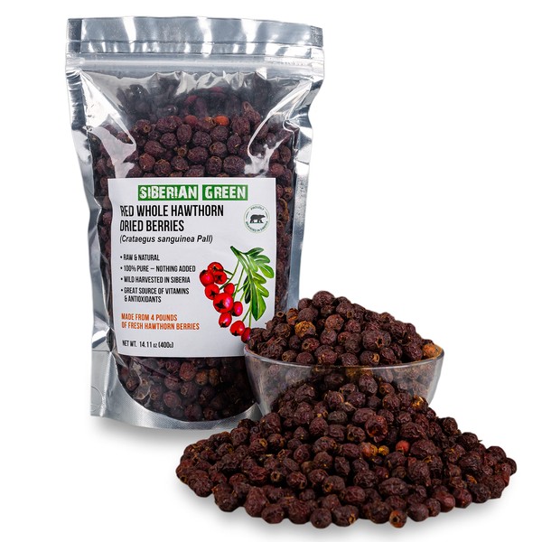 Siberian Green Whole Red Hawthorn Dried Berries 400g Wild Harvested Crataegus Sanguinea from Altai