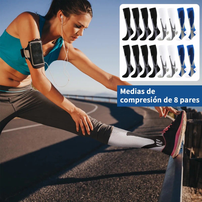 8medias Calcetas Compresión U Alivia Varices Y Circulación