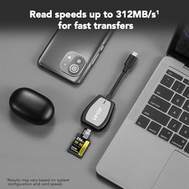 Lexar Professional USB 3.2 Tipo-C Lector de Doble Ranura, soporta Tarjetas SD y microSD UHS-II, hasta 312 MB/s de Lectura (LRW470U-RNHNU)