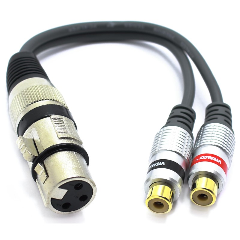 VITALCO XLR Female to 2x RCA Female Adapter 3 PIN
