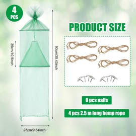 Qualirey 4 Pack Spotted Lanternfly Traps Lantern Fly Killer Mesh Tree Trap with Jute Rope and Nails Effective Way to Catch Lantern Flies and Nymphs (Green)