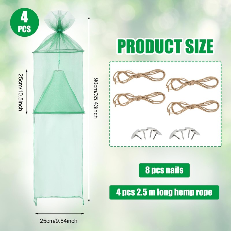 Qualirey 4 Pack Spotted Lanternfly Traps Lantern Fly Killer Mesh