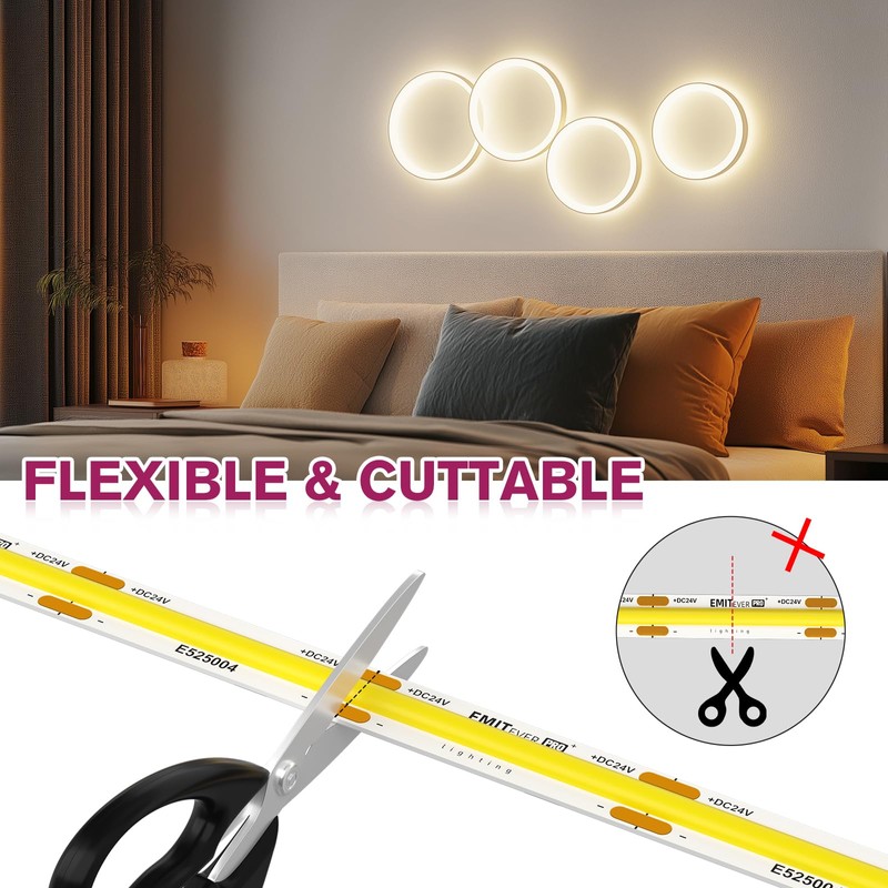 EMITEVER COB LED Strip Lights Neutral White,4000K Tape Light Premium