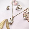 Swan Camellia Necklace Earrings Sets Pearl Flower Pendant Necklace Studs