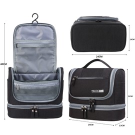 JOZEA Toiletry Bag for Men Women Portable Cosmetic Bag Waterproof Travel Toiletry Bag, black, Toiletry bag