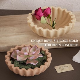 Wehous Unique Bowl Resin Molds, 3D Candle Holder Container Resin Concrete Silicone Molds, Jewelry Holder Trinket Storage Tray Plate Candy Holder Plant Pot Mold for Casting Clay Craft Ornament