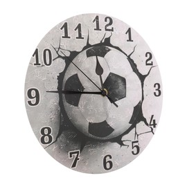 Totority Football Wall Clock Silent Non Ticking Decorative Clock for Living Room Bedroom Office Unique Soccer Themed Design for Home Decor