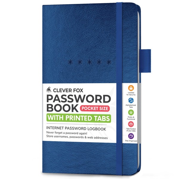 Clever Fox Password Book – Alphabetized Internet Address & Password