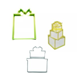 AJT PRESENT STACKS GIFT BOX SHAPES SET OF 3 COOKIE CUTTERS MADE IN USA PR1949