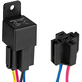 Automotive Relay Harness Set,Jtron 12V 40A 4-Pin SPDT with Interlocking Relay Socket for Push Button Switch LED Light Bar Wiring Harness Kit