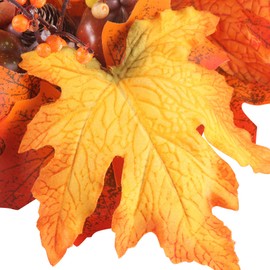 Fall Harvest Wreath with LED Lights, 11.81 inch, Maple Leaves with Pumpkins Pine Cones and Berries, Fall Wreaths Autumn Wreath for Front Door Home Porch Wall Indoor Outdoor Thanksgiving Decor