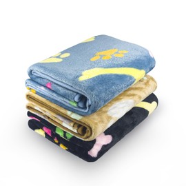 LeapSheep Pet Blankets for Dogs Cats - 3Pack Heart Pattern Super Soft Fluffy Dog Blankets for Small Medium Large Doggy Kitten (Colorful Bones, Medium)