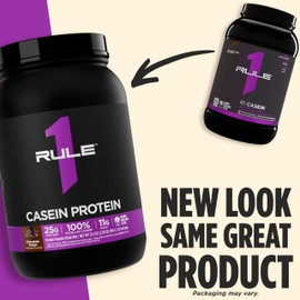 Rule 1 Casein Protein - 25g Protein and 11g EAAs Per Serving from Slow-Release Micellar Casein for Overnight Recovery and Sustained Delivery Between Meals (2 Pounds*, Chocolate Fudge)