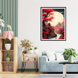 QQYRHN 5D Sunrise Diamond Painting Kit for Adults Beginners Mountain Tree Diamond Art Kits Complete DIY Landscape Diamond Embroidery Set Perfect for Relaxation and Decoration 30 x 40 cm