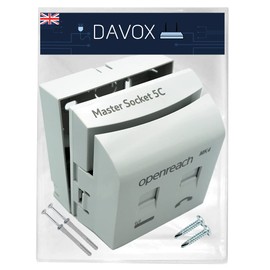 DAVOX BT Openreach NTE5C MK2 Master Telephone socket + MK4 Faceplate + Back Box - Combination Socket for Fibre Broadband + Filtered Telephone Main Line BT431a for Phone RJ11/RJ45 Data