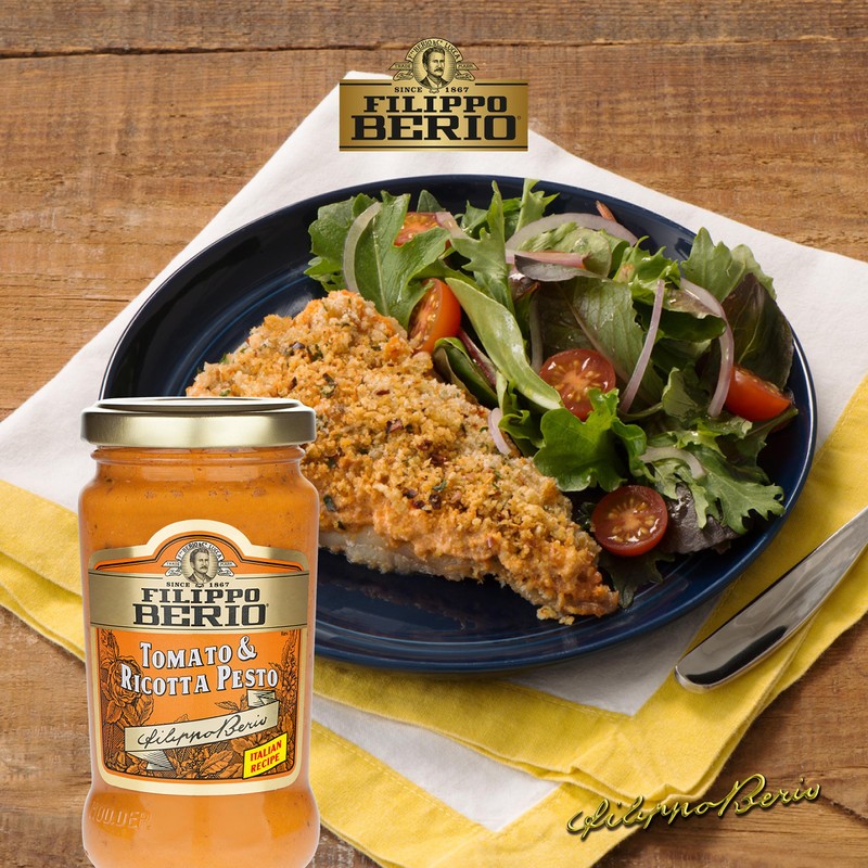 Filippo Berio Pesto, Tomato & Ricotta, 6.7 Ounce Glass Jar,