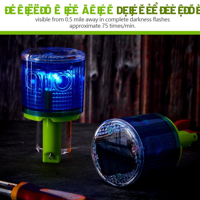 Kittmip 2 Pcs Solar Strobe Warning Traffic Light 360 Degree