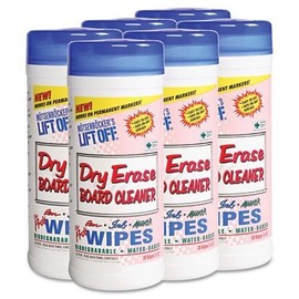 Motsenbockers 42703CT Dry Erase Cleaner Wipes, Cloth, 7 x 12, 30/Canister, 6 Canisters/Carton