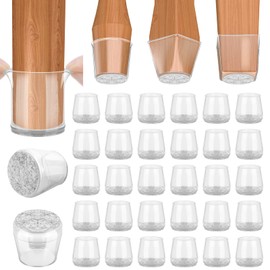 BALEINE Silicone Chair Leg Floor Protectors, Stool Leg Protectors Cap, Chair Leg Caps for Hardwood Floors (Clear-32pcs, Round L)