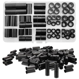 Pack of 80 round spacers, plastic, spacer sleeves, M6, M8, ABS spacers, plastic, round, black, insulation washers, non-threaded column spacers