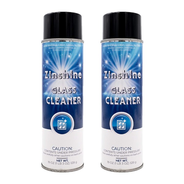 Zinshine Glass Cleaner Spray For Window and Mirror, 2PCS Streak Free Glass Cleaner, No Ammonia, 19oz