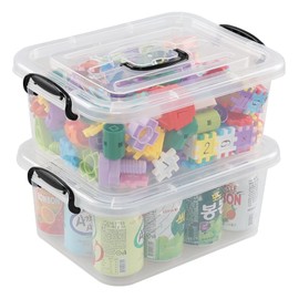 Quickquick 8 Liters Clear Storage Latch Box, Plastic Storage Bins with Lids, 2 Packs