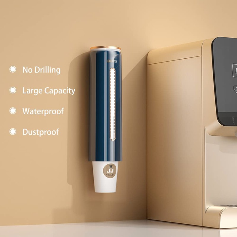 JEEZAO Cup Dispenser Wall Mounted,Water Cup Holder Dustproof Plastic for