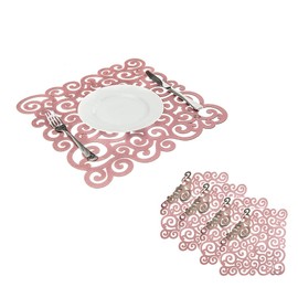 BLASANI Mijal Gleiser Double Sided Placemats Laser Cut Heat Resistant Non Slip Stain Resistant Set of 4 (Sea Snail Collection Pewter-Rose)