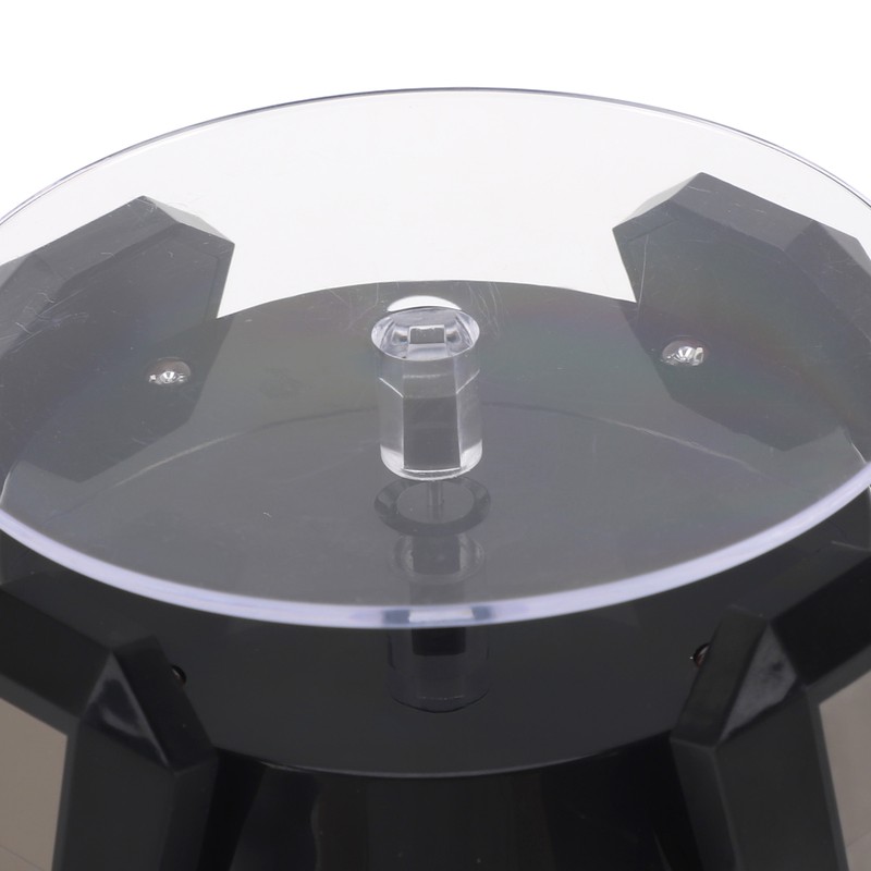 LED Jewelry Display Turntable Solar Powered Rotating Stand Blue Led