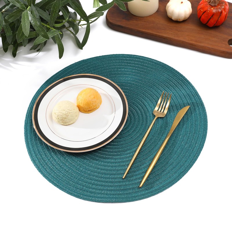 SHACOS Round Placemats Set of 4 Woven Braided Table Placemats