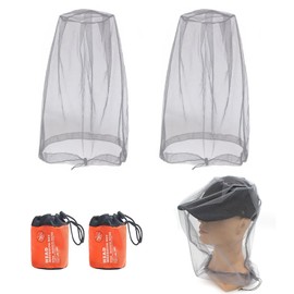 MIPIACE Pack of 2 Mosquito Net Head Mosquito Head Net with Carry Bag Fly Net for Face Mosquito Net Hat Mosquito Net Head Hat for Face Protection Hiking Outdoor Anti Mosquito Bee Bug