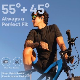 Auriculares de oído abierto, auriculares abiertos con altavoces de 16 mm, Bluetooth 5.4 inalámbrico, rotación biaxial, ligero, tiempo de reproducción de 20 horas, auriculares Bluetooth para correr