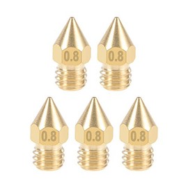 sourcing map 0.8mm 3D Printer Nozzle Head M6 Thread Replacement, Brass 5pcs