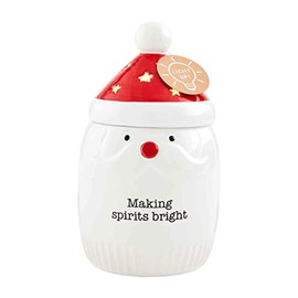Mud Pie Light Up Santa Canister, 9" x 5 1/4" dia, RED