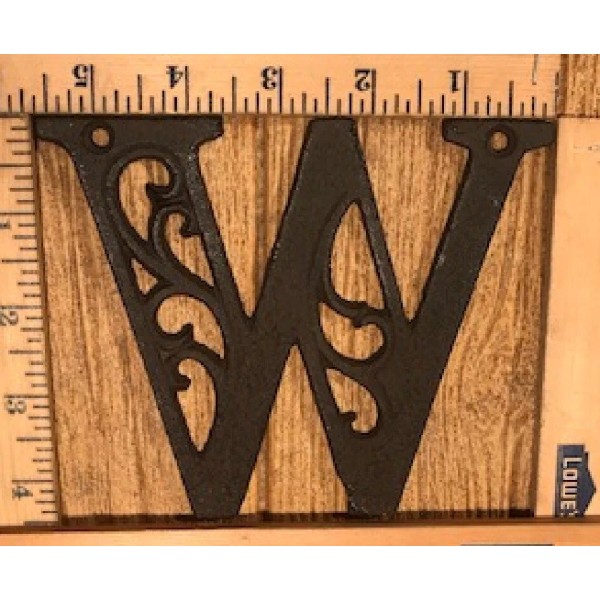 Letter "W" Ornate Cast Iron Filigree 4 5/8" tall x