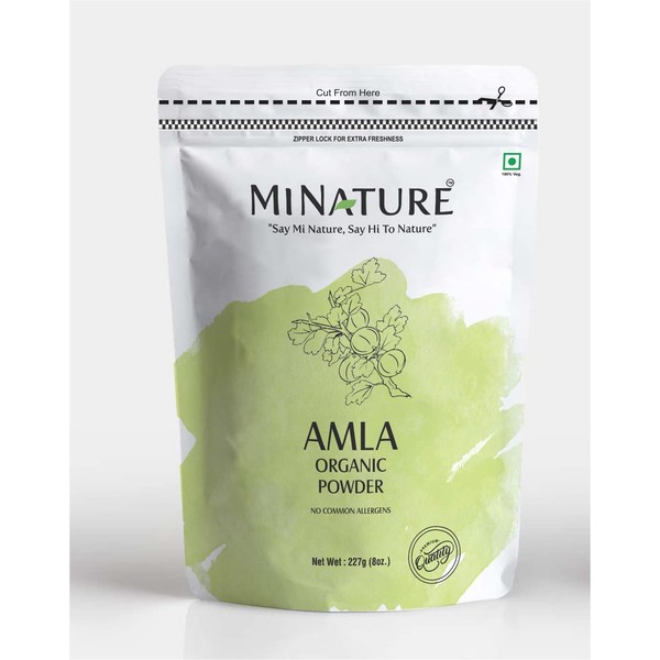 USDA Organic Amla Powder ( Amla Fruit Powder) by mi nature| Amalaki | 227g (8 oz) | High in Vitamin C , antioxidants | Hair Growth | Raw,Vegan,Gluten free