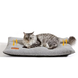 TIMSUNBER Self Warming Cat Bed Self Heating Cat Pad 29 x 19 inch Thermal Pet mat for Indoor Outdoor Pets Double Filled Cat Mat with Washable Removable Cover Non-Slip Bottom (Light Gray)