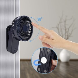 KONPWAY Portable Clip on Mini Desk Fan, 2400mAh Rechargeable USB Battery Operated Stroller Fan with Magnet, Royal Blue