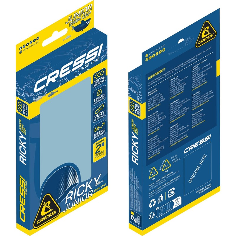Cressi Ricky Jr Swim Cap - Junior Unisex Swimming Cap,