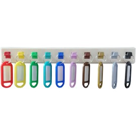 Merriway, White Bulk Hardware BH06981 Wall Mounted Key Holder with 10 Coloured Plastic Tags