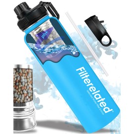 30oz Stainless Steel Alkaline Water Bottle with Filter - Portable pH 9+ Sports & Travel Bottle, Removes Impurities, BPA-Free, Keeps Water Fresh - Ideal for Gym, Hiking & Daily Use