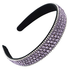 scicent Purple Headband Rhinestone Hairband Jeweled Bling Wide Hair Bands Wedding Birthday Headpiece Sparkly Crystal Head Bands Glitter Sparkle Bridal Women Girl - 16711
