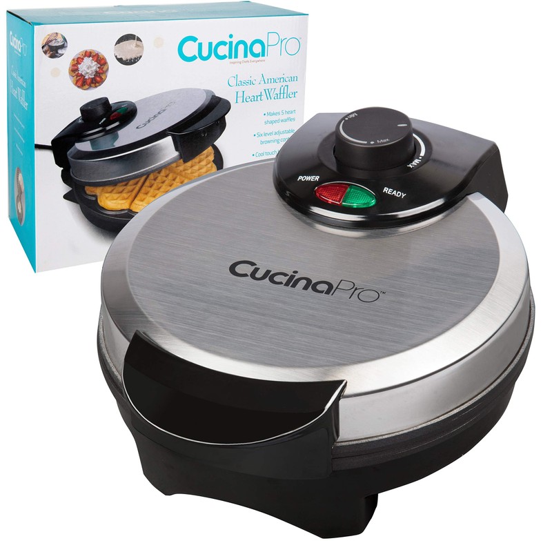 CucinaPro Heart Waffle Maker- Make 5 Heart Shaped Waffles for