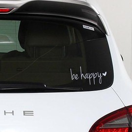 WINOMO WINOMO Autoaufkleber, Be Happy Auto Aufkleber, Lustig Selbsthaftend Aufkleber Auto Motorrad Fahrrad Car Sticker, 14 x 7,5 cm, wei?