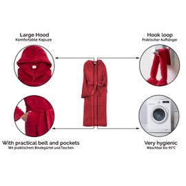 ZOLLNER Bathrobe for Men and Women, Size S-XXL, Many Colours, 122, red