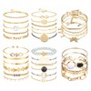 LOLIAS 32 Pieces Boho Bracelet Women's Gold Multilayer Stackable Open