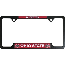 Black Metal License Plate Frame - Second Generation - Mascot Version (Ohio State)
