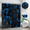 NBVKO 3D Cubes Shower Curtain，Blue Black Shower Curtains for Bathroom，Modern