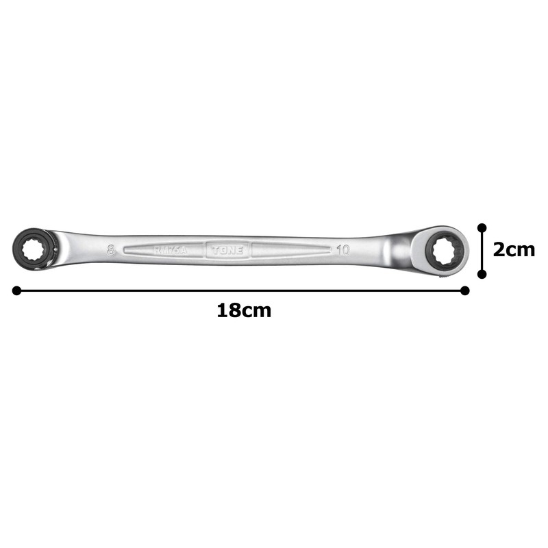 TONE RM75A-0810 75 Degree Double-ended Ratchet Glasses Wrench (Deep Hole